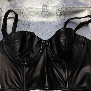 Black Leather like Bustier Top
